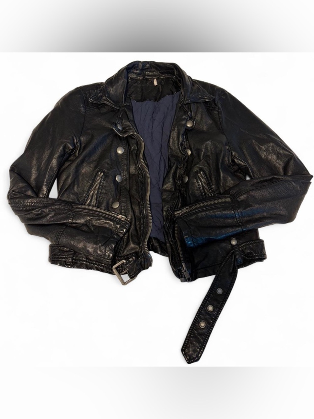 Free People Vegan Leather Black Moto Jacket